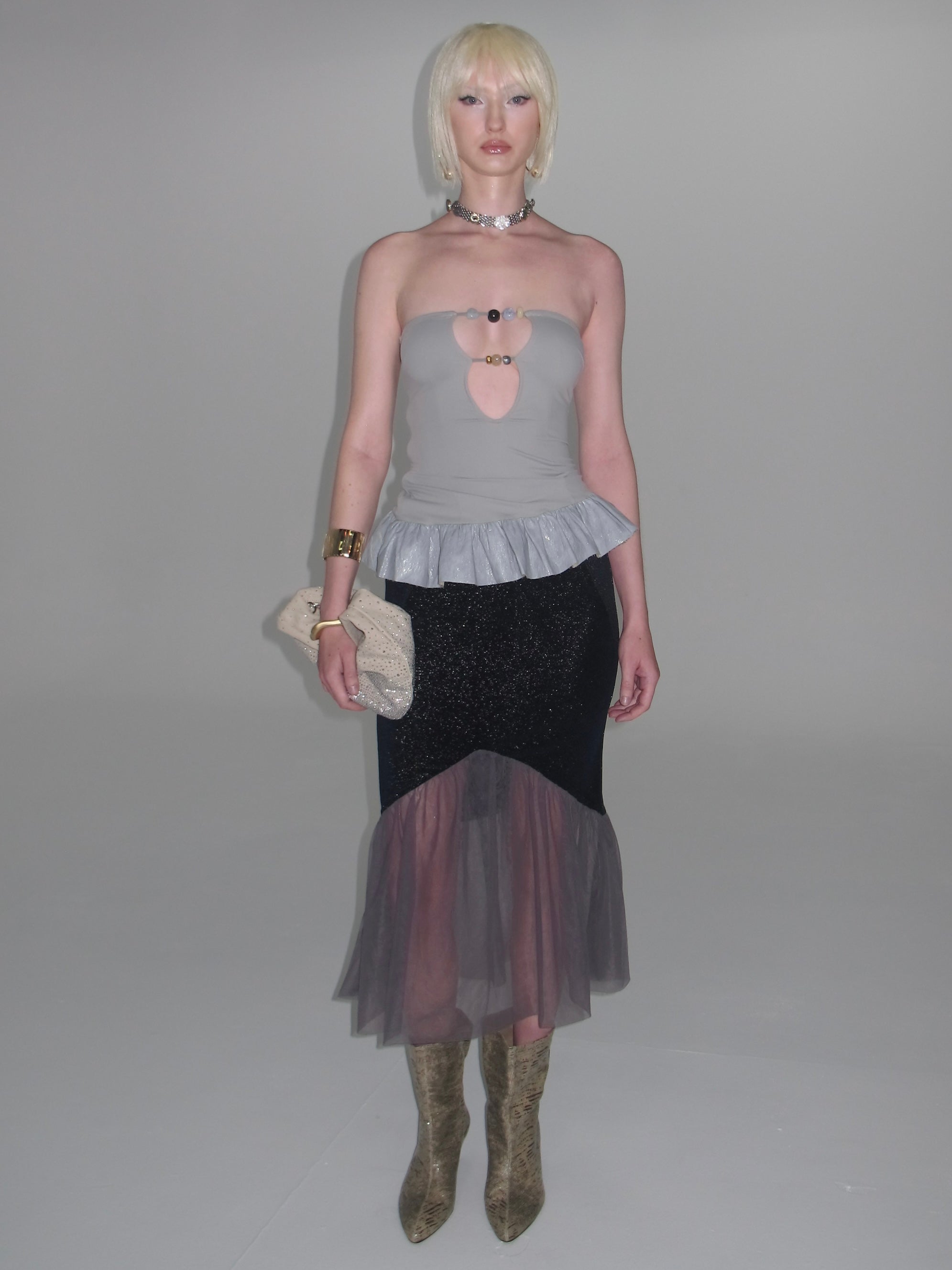 Luna Sheer Mesh Skirt Navy
