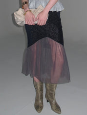 Luna Sheer Mesh Skirt Navy
