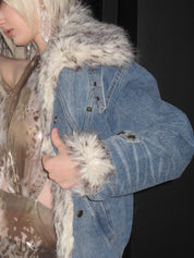 Edge Fusion Faux Fur Denim Jacket