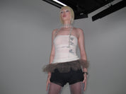 Sheer Bubble Hem Dress/ White