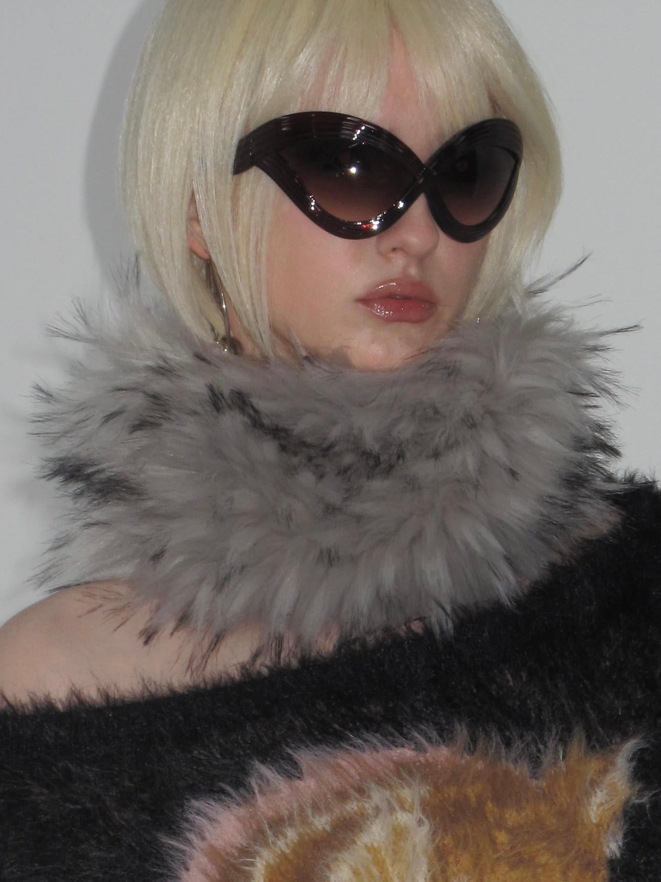 Gray Plush Faux Fur Neckwarmer