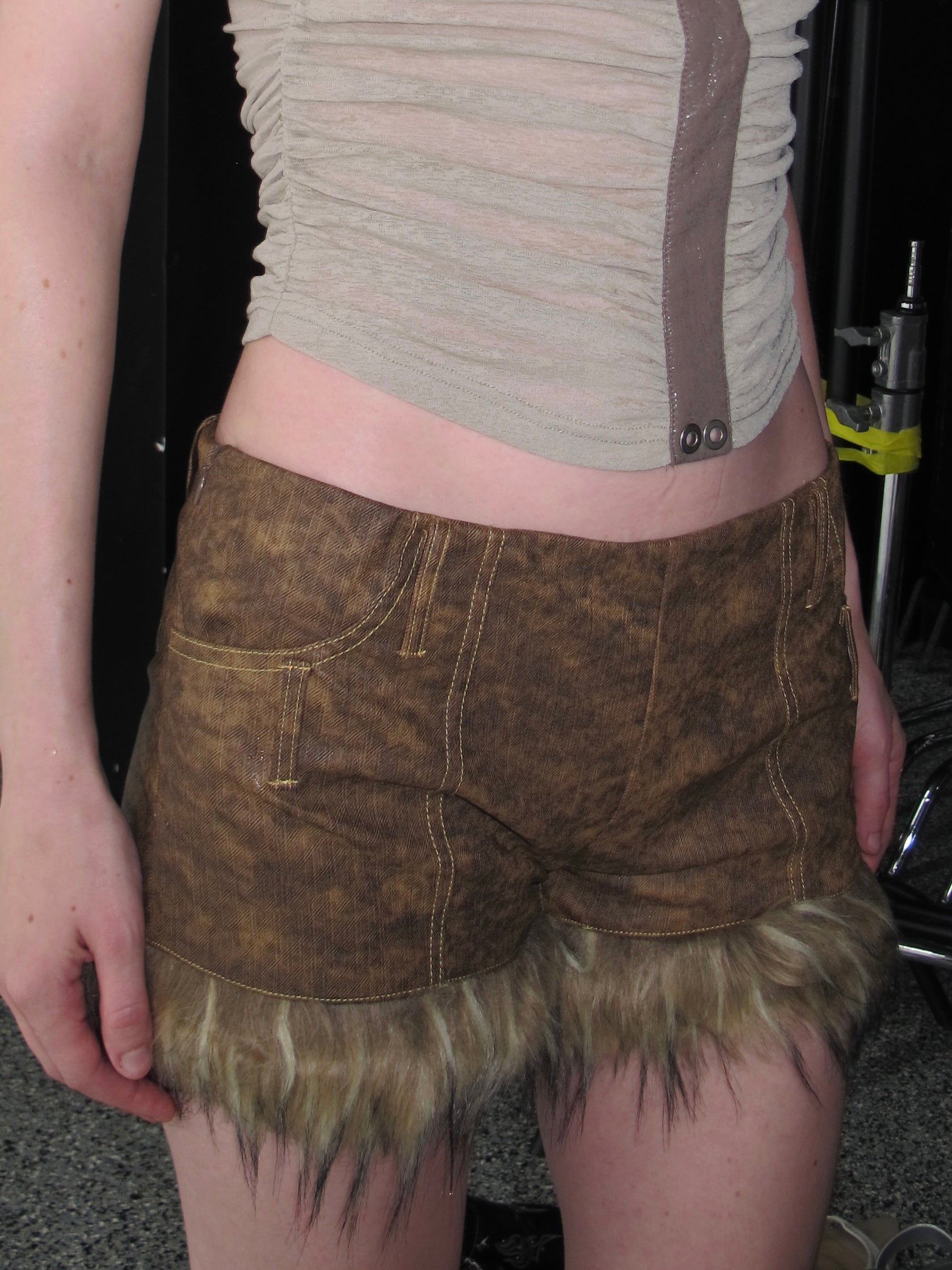 Thea Faux Fur Shorts Brown