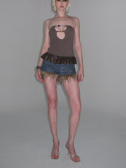 Thea Faux Fur Shorts Blue