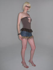 Thea Faux Fur Shorts Blue