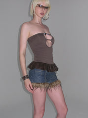 Thea Faux Fur Shorts Blue