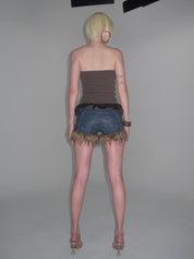 Thea Faux Fur Shorts Blue