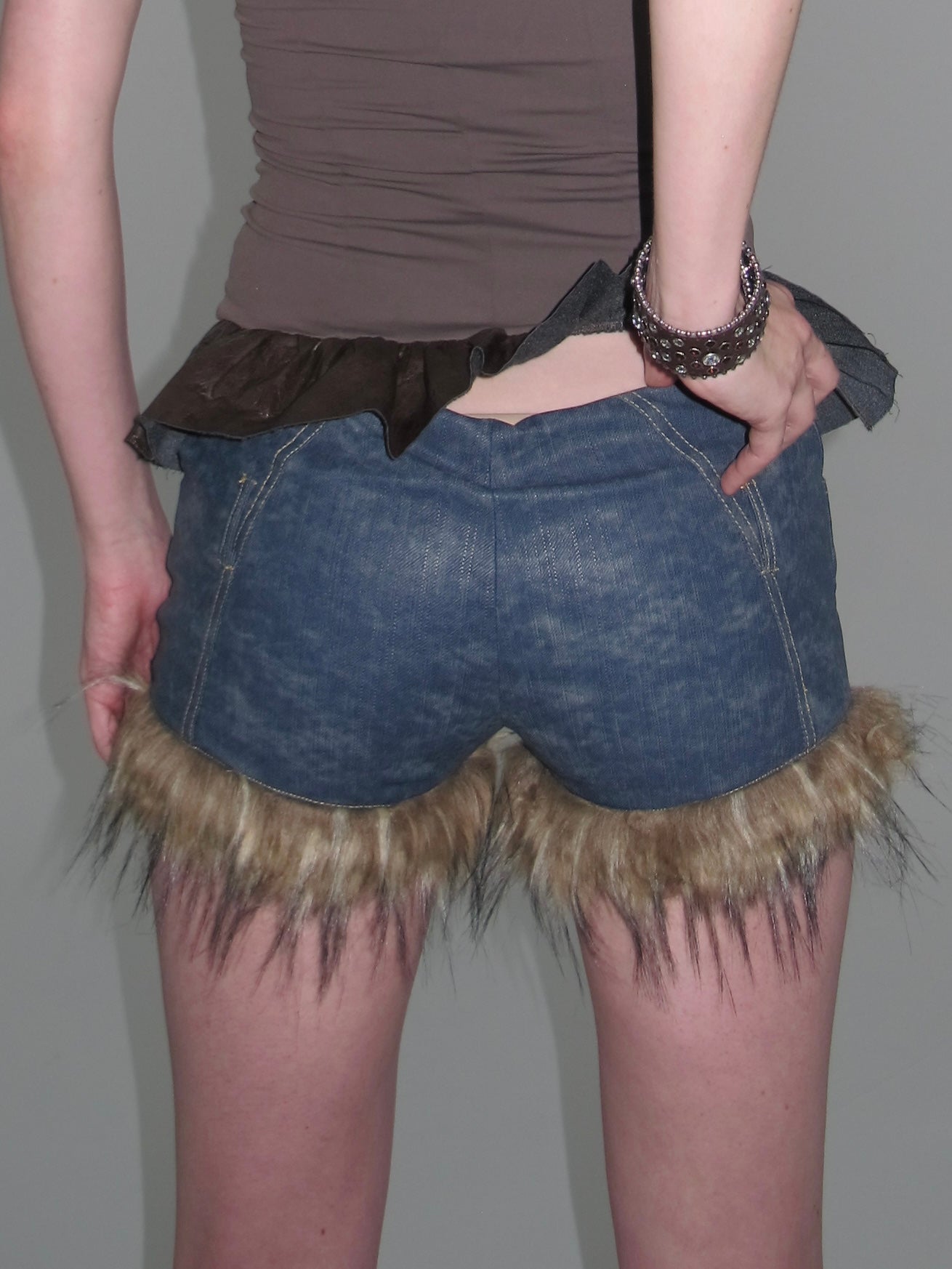 Thea Faux Fur Shorts Blue