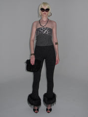 Sasha Faux Fur Trim Flared Pants