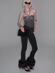 Sasha Faux Fur Trim Flared Pants