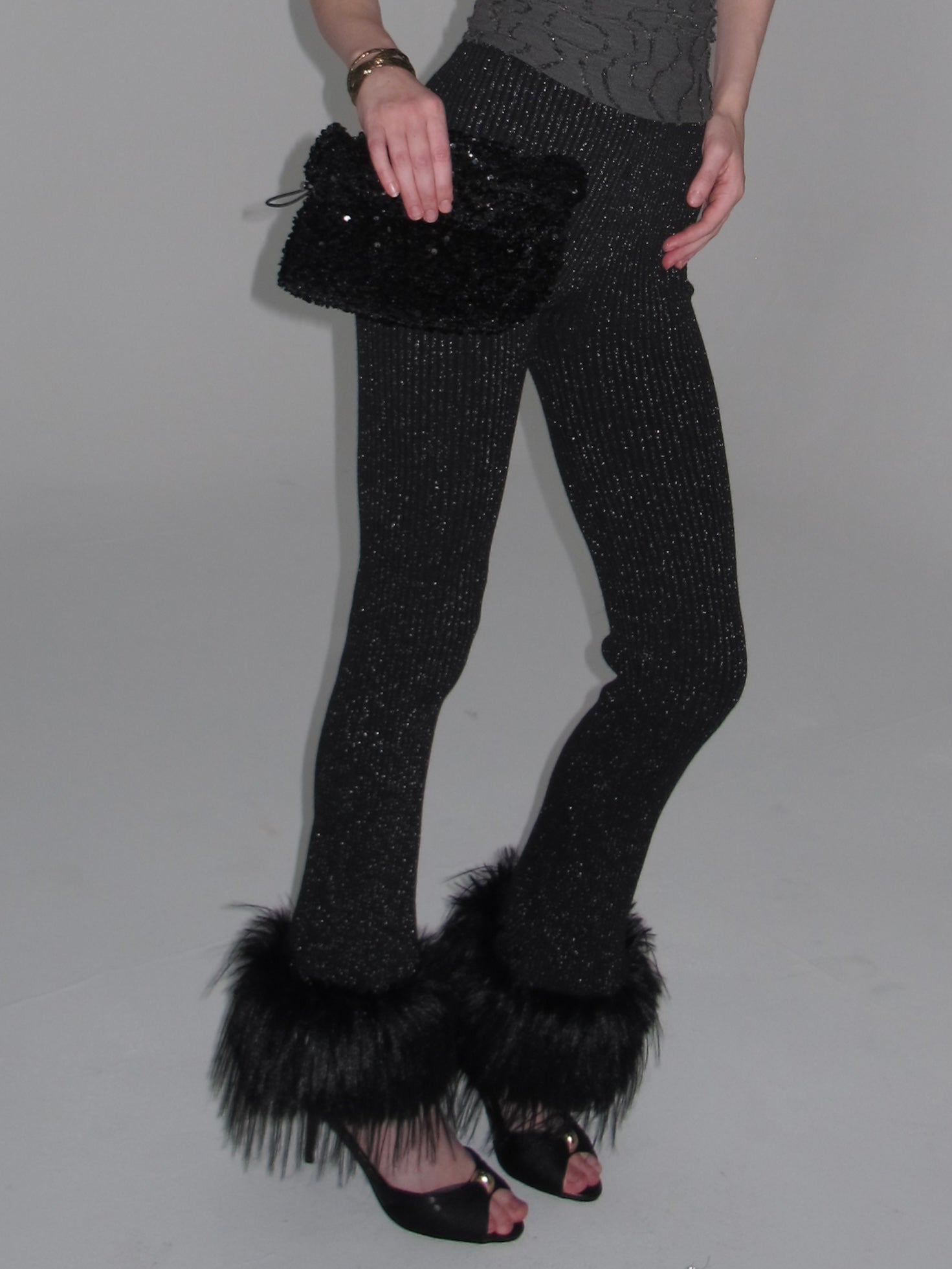 Sasha Faux Fur Trim Flared Pants