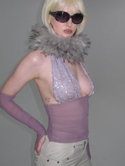 Gray Plush Faux Fur Neckwarmer