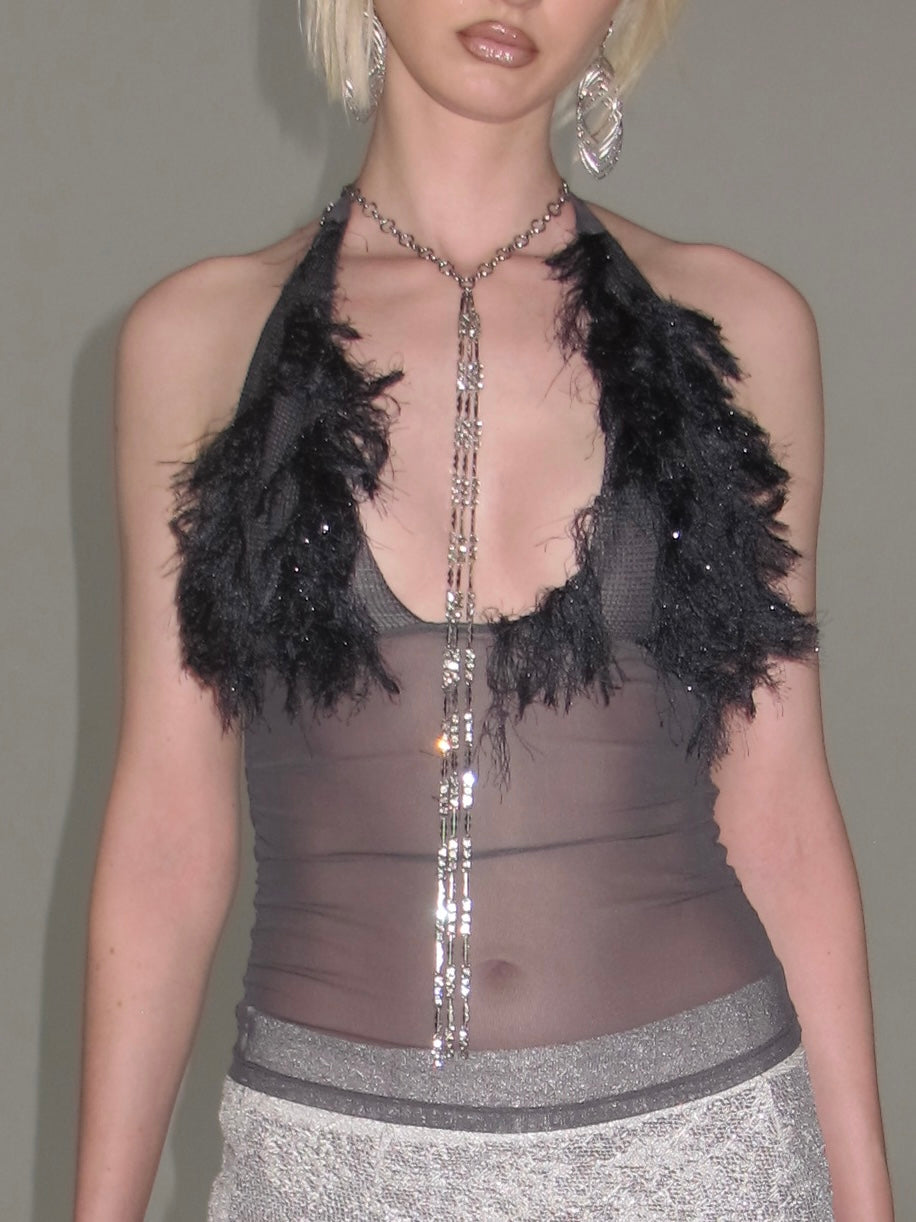 Seren Crystal-Effect Tassel Necklace