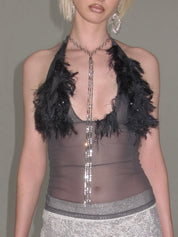 Seren Crystal-Effect Tassel Necklace