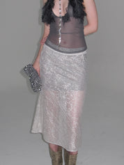 Sheer A-Line Midi Skirt