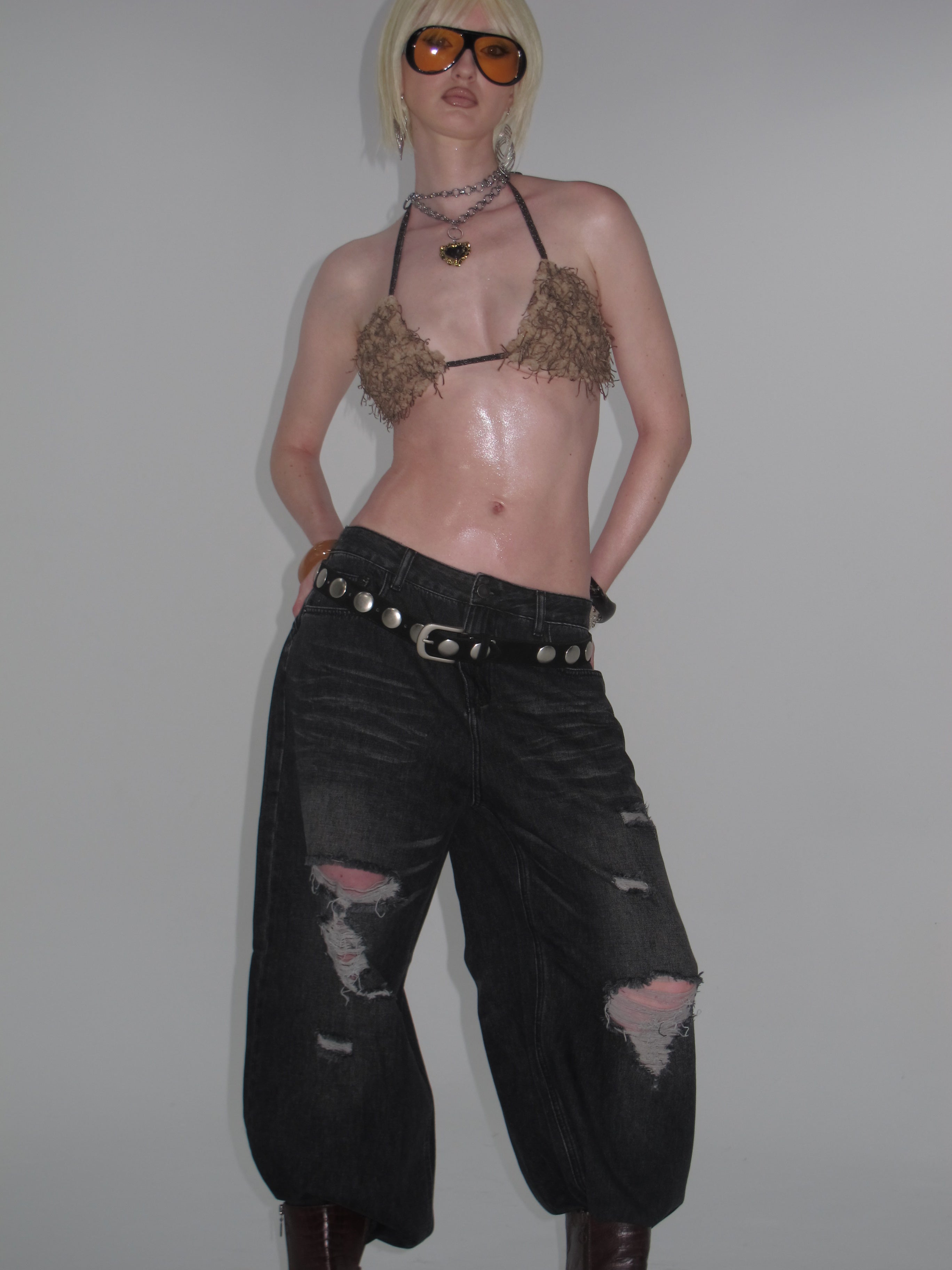 Rocker Distressed Baggy Jeans