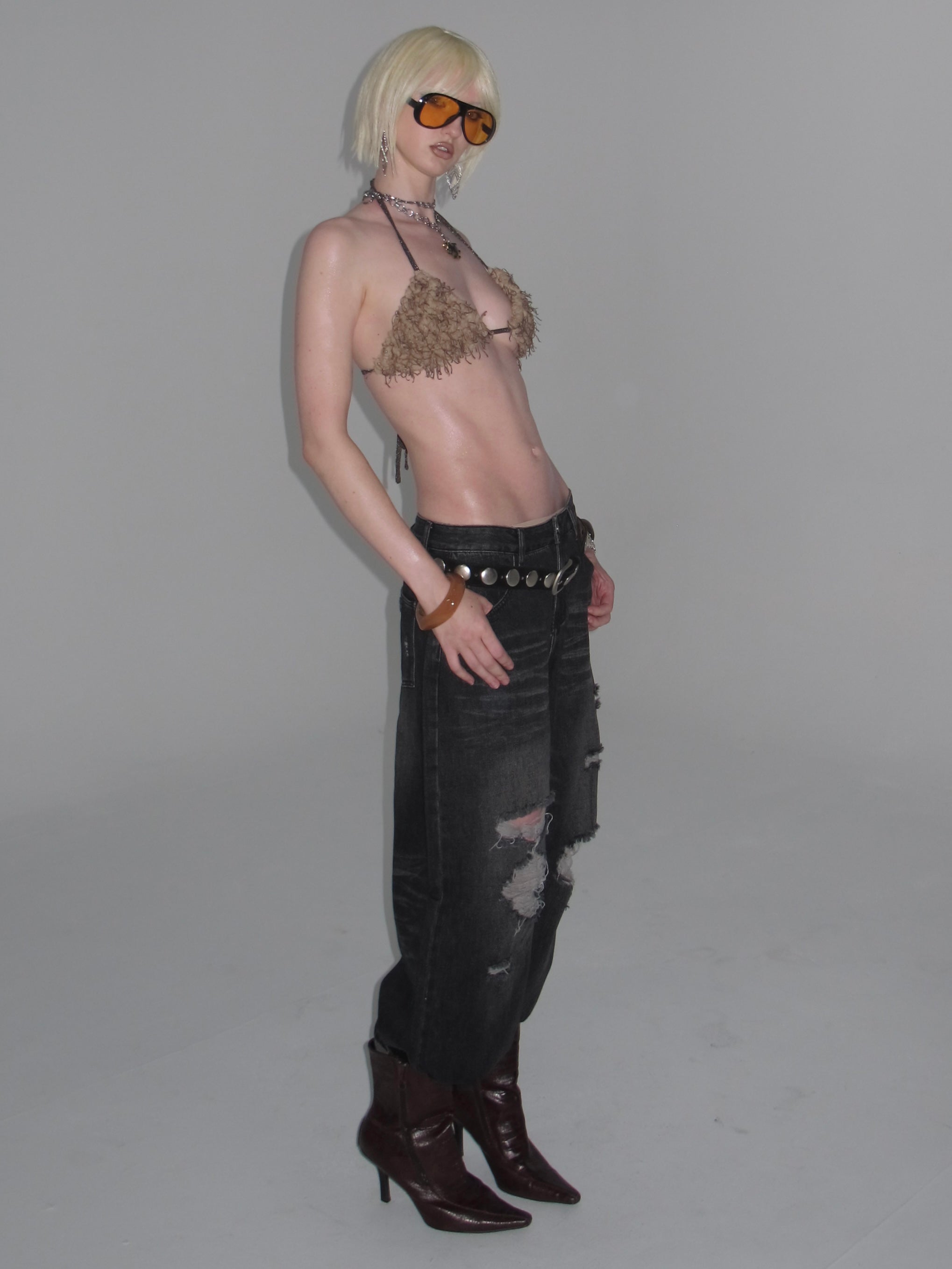 Rocker Distressed Baggy Jeans