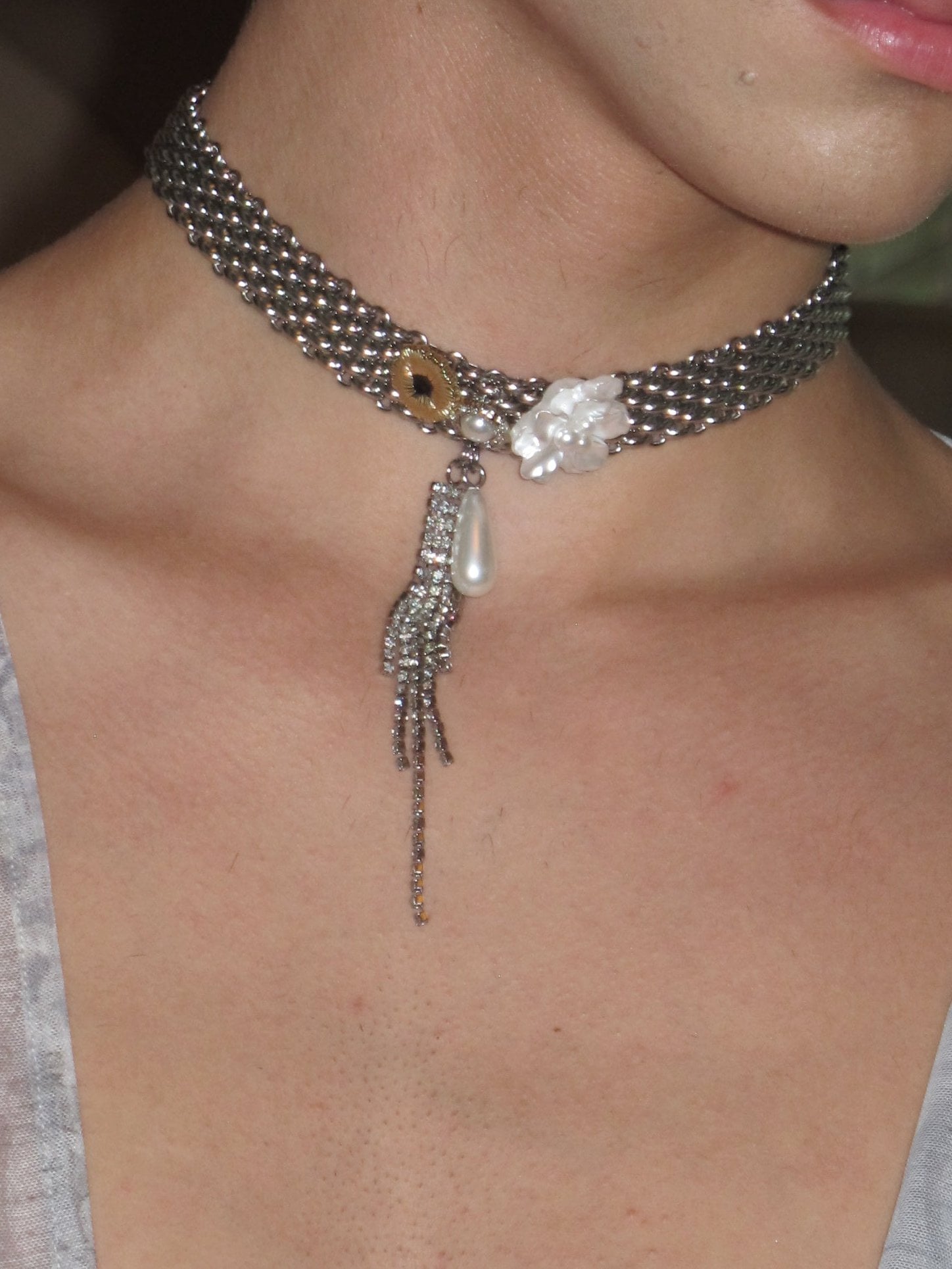 Isolde Floral Tassel Chain Choker