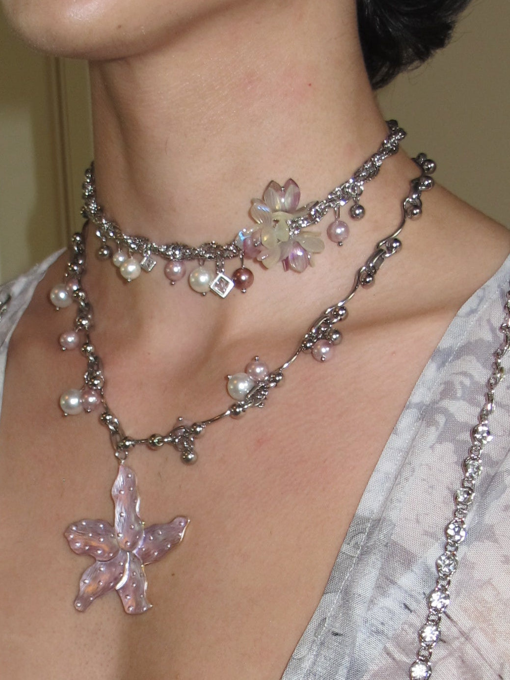 Liora Floral Layered Necklace Set
