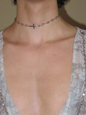 Astra Sideways Cross Choker /Pink