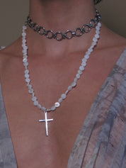 Alba Ring Chain Cross Drop Necklace