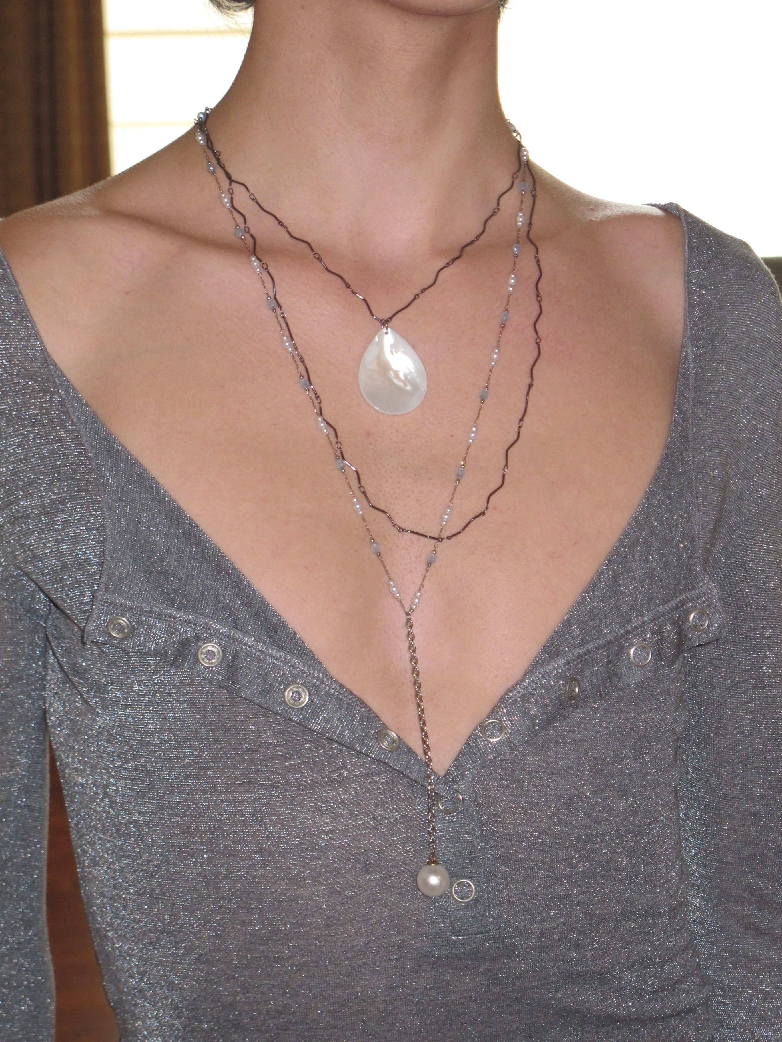 Undine Teardrop Layered Necklace Set