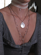 Undine Lace & Teardrop Necklace Set /White