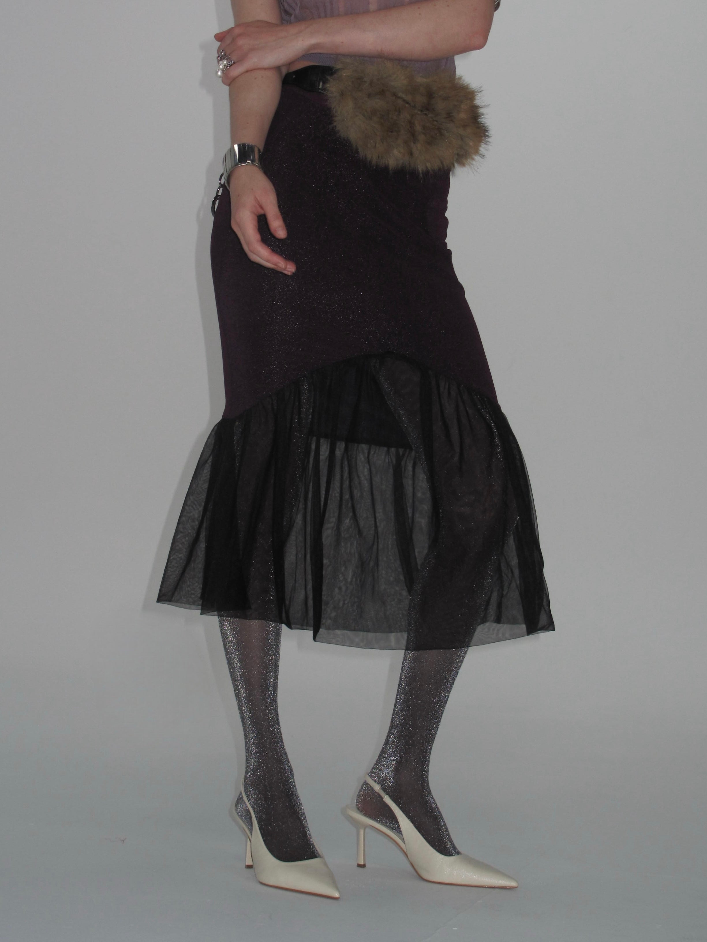 Luna Sheer Mesh Skirt Purple
