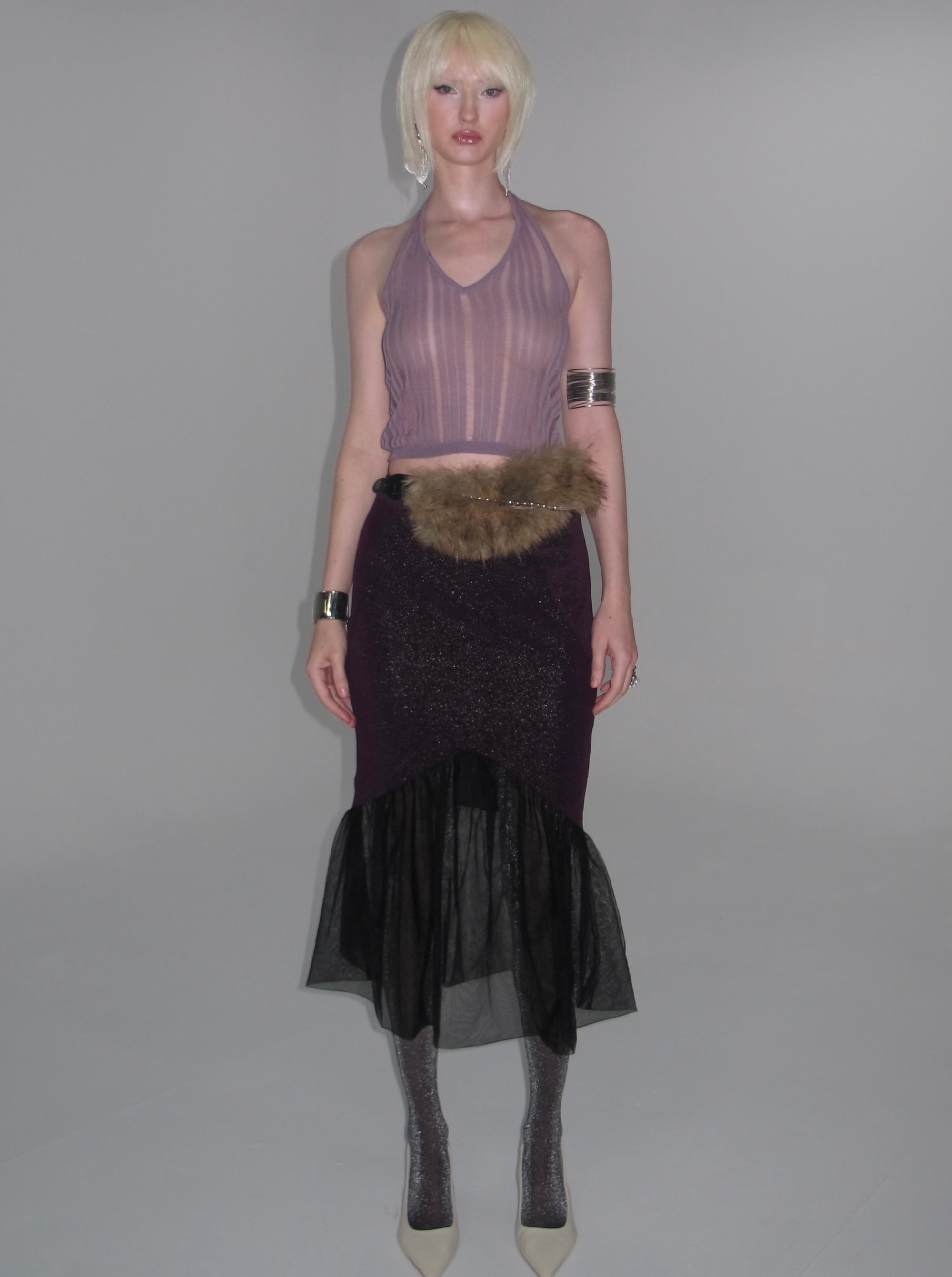Luna Sheer Mesh Skirt Purple