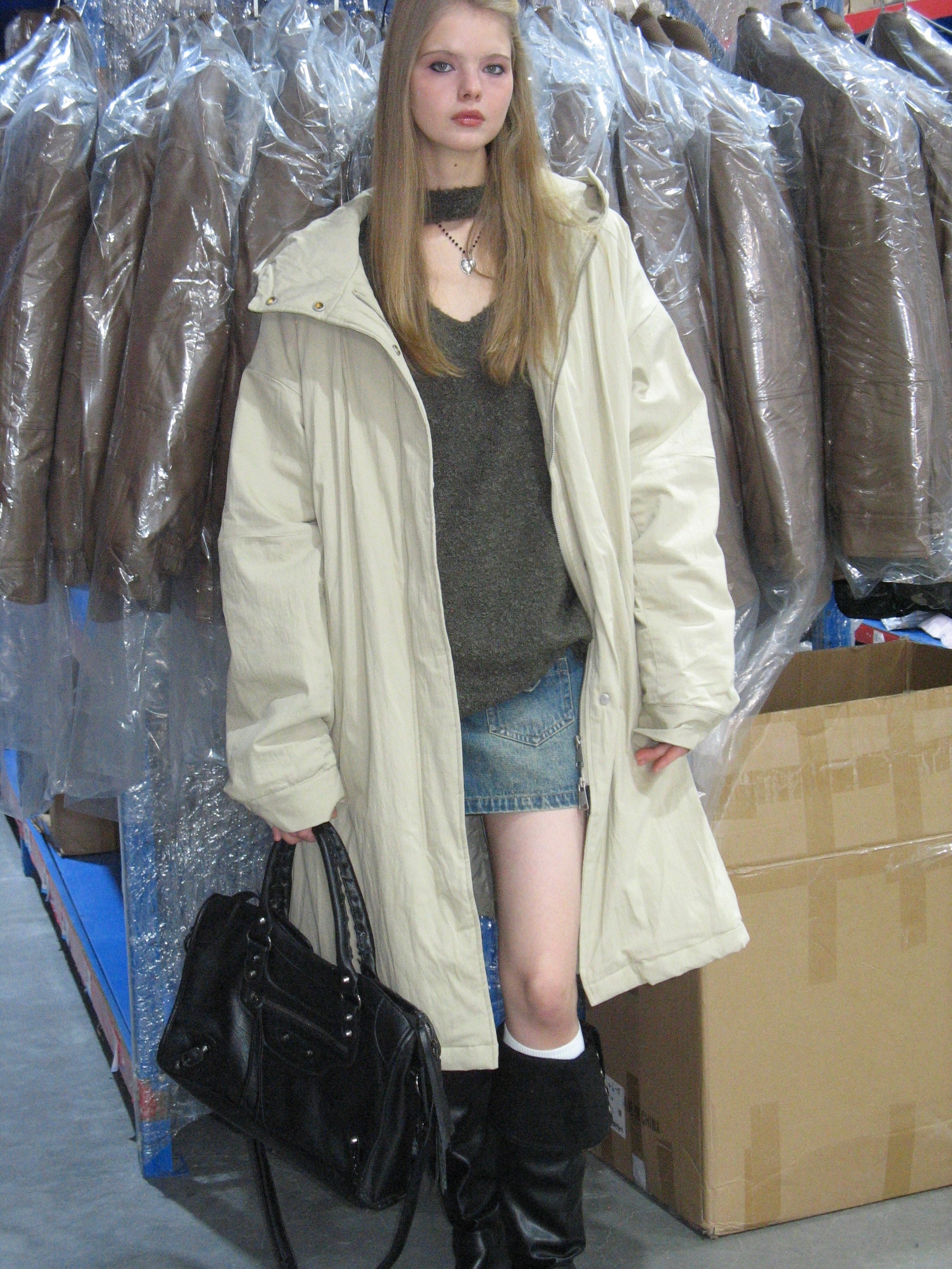 PROD  2023 winter 2 Hooded Long Lightweight Jacket