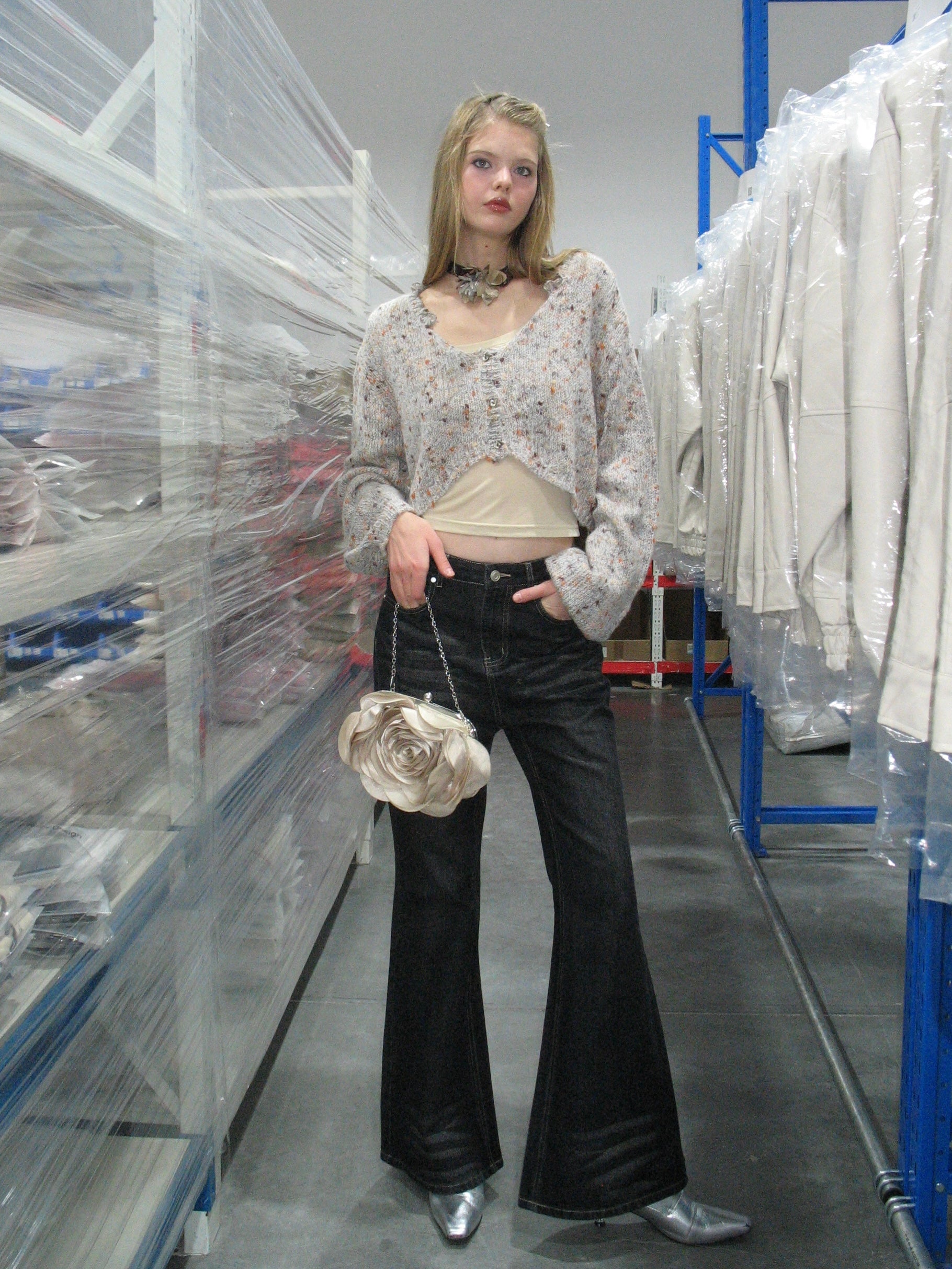 PROD  2023 winter 2 Multicolor Front Cropped Cardigan