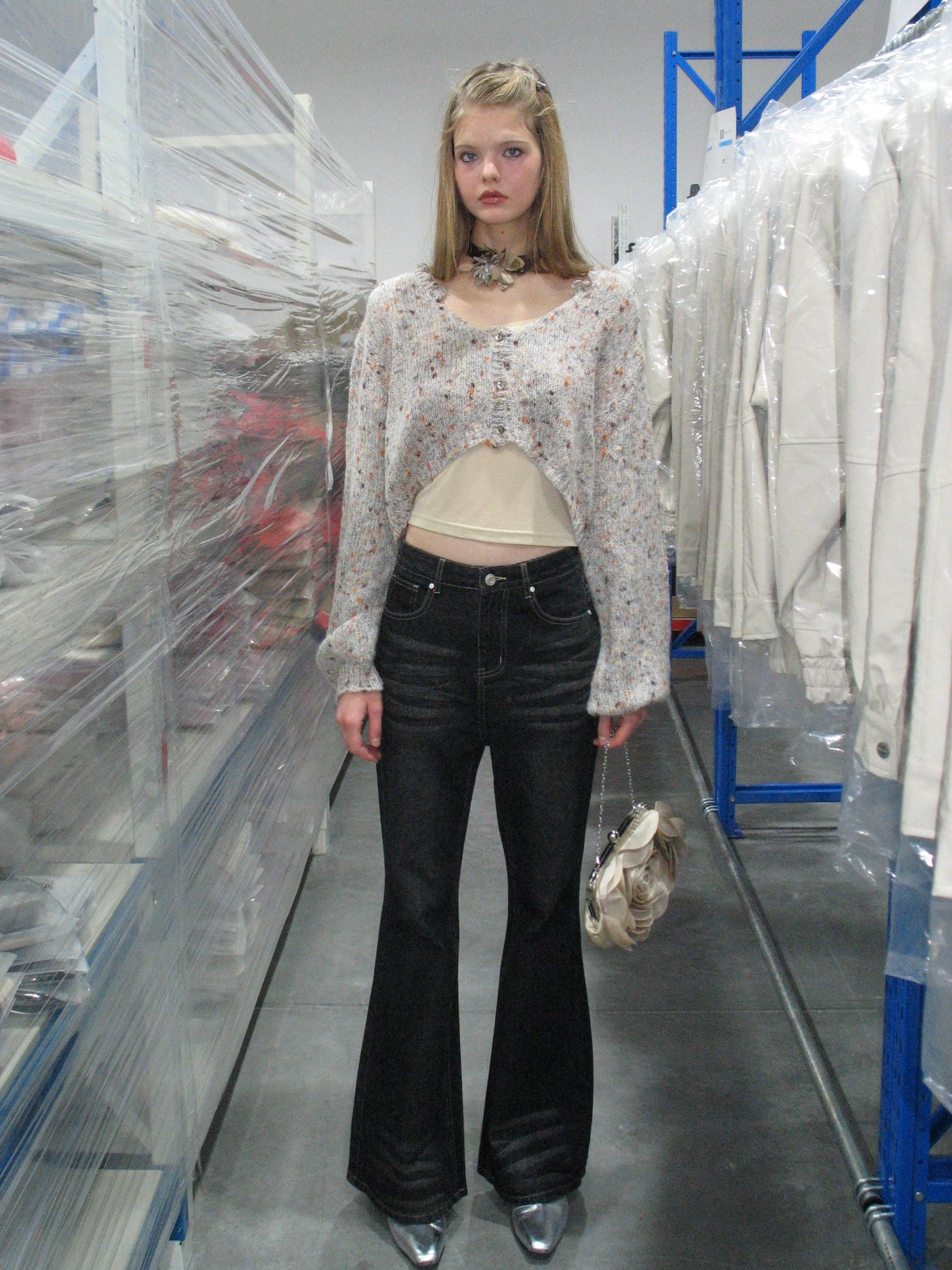 PROD  2023 winter 2 Multicolor Front Cropped Cardigan