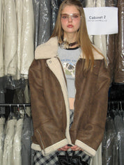 PROD  2023 winter 2 S（us XS） / brown / In-stock Aviator Brown Sherpa Jacket