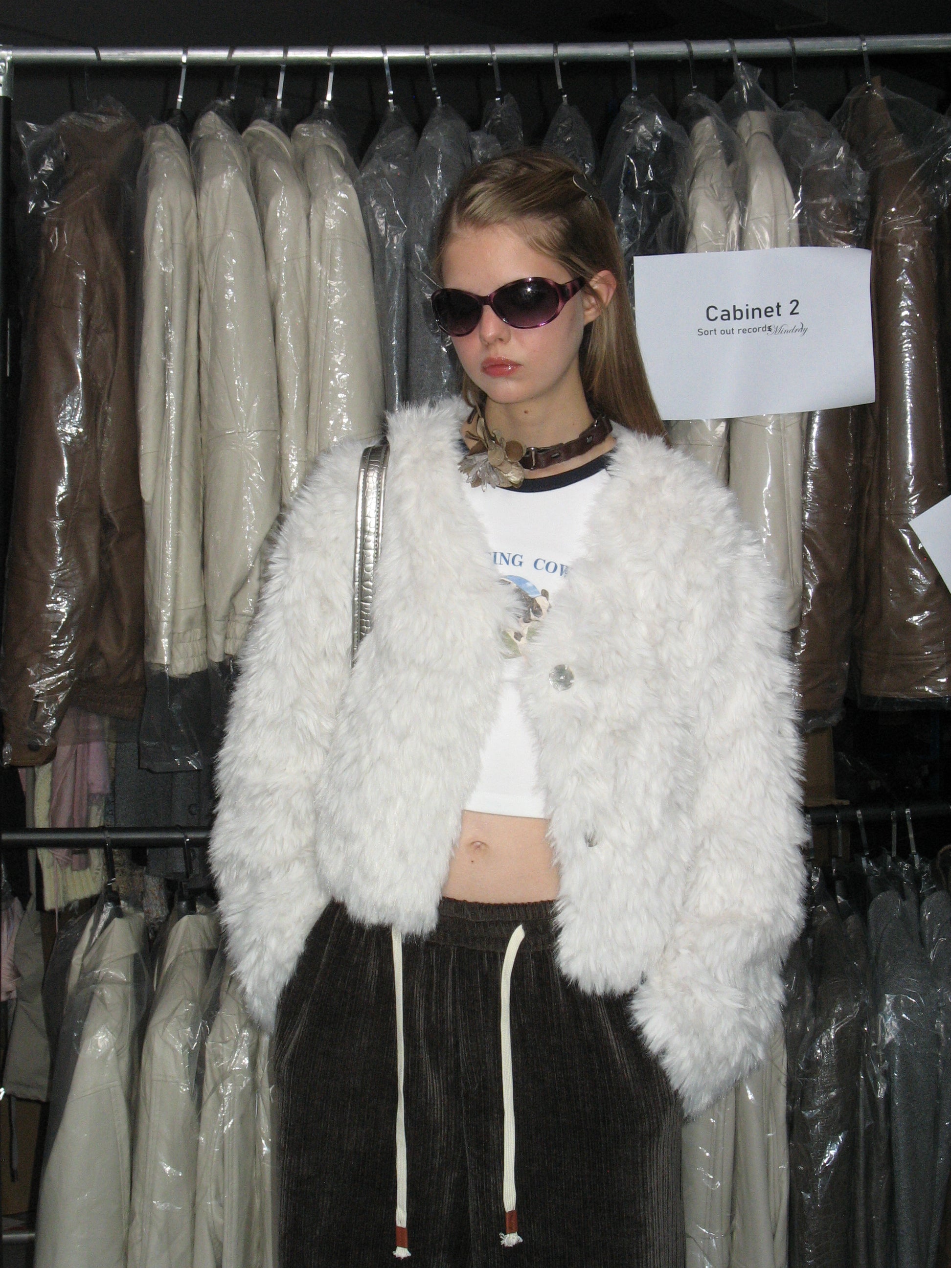 PROD  2023 winter 2 S（us XS） / white / In-stock Faux Fur Button Coat