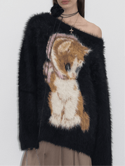 PROD 2023 WINTER black (new size standard) / #1(XS-S) / In-stock Kitty Fluffy Sweater