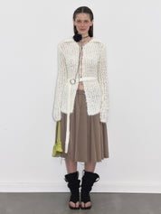 PROD  2023 WINTER Champagne Pleated Midi Skirt