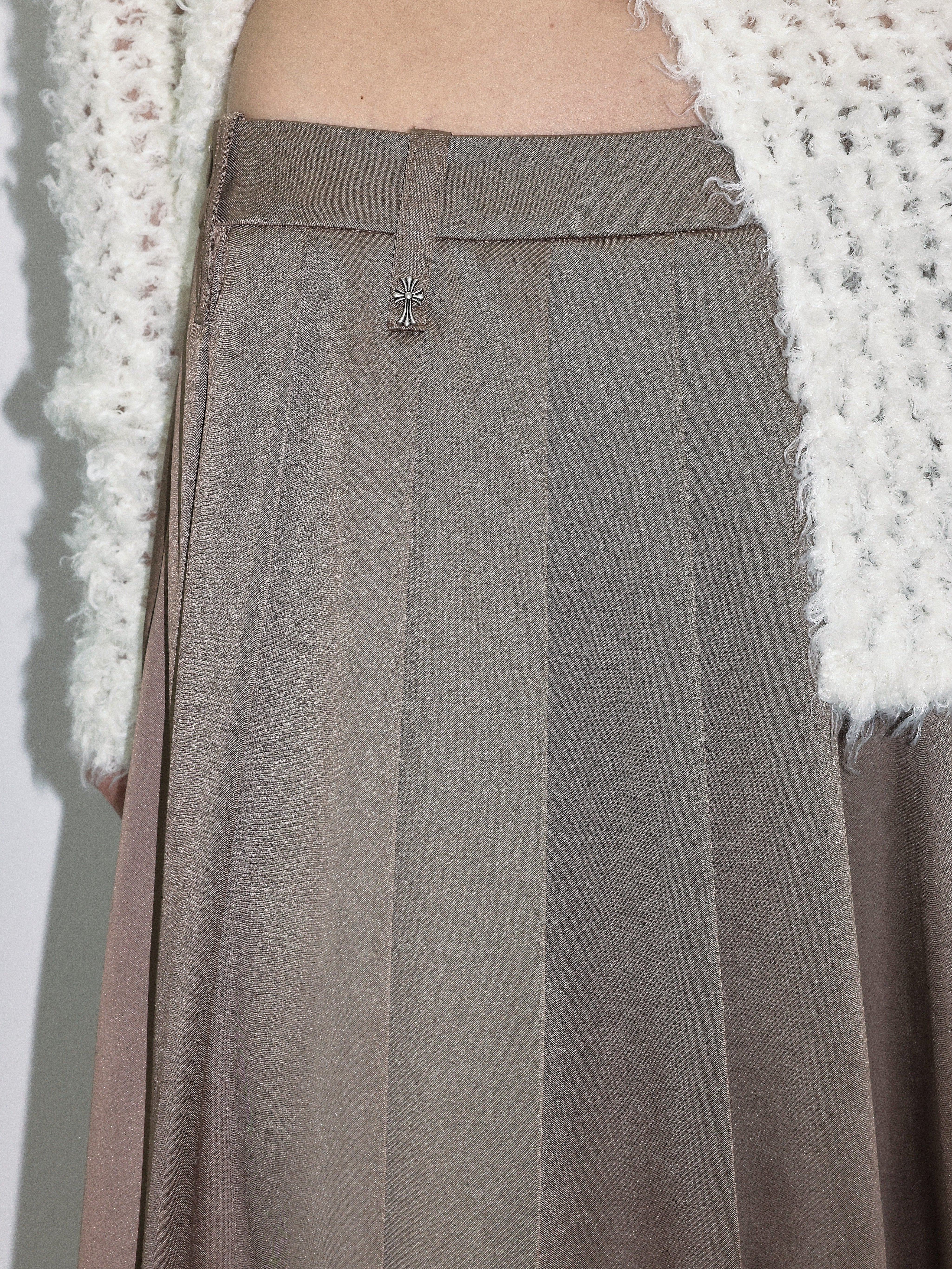 PROD  2023 WINTER Champagne Pleated Midi Skirt