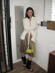 PROD  2023 WINTER Champagne Pleated Midi Skirt