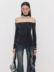 PROD  2023 WINTER Cross back Off-the-shoulder top