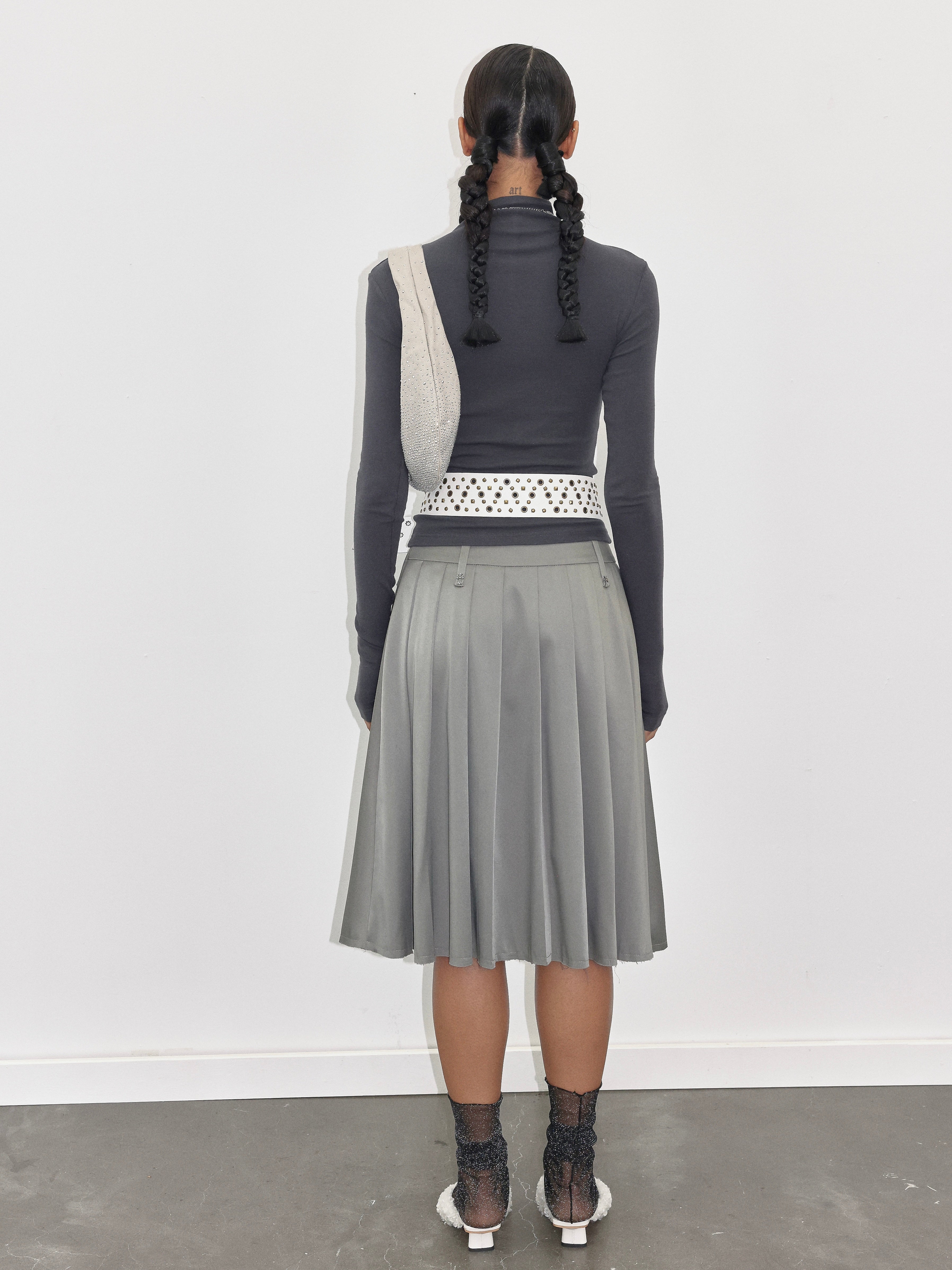 PROD  2023 WINTER Dark Gray Soft Turtleneck Top