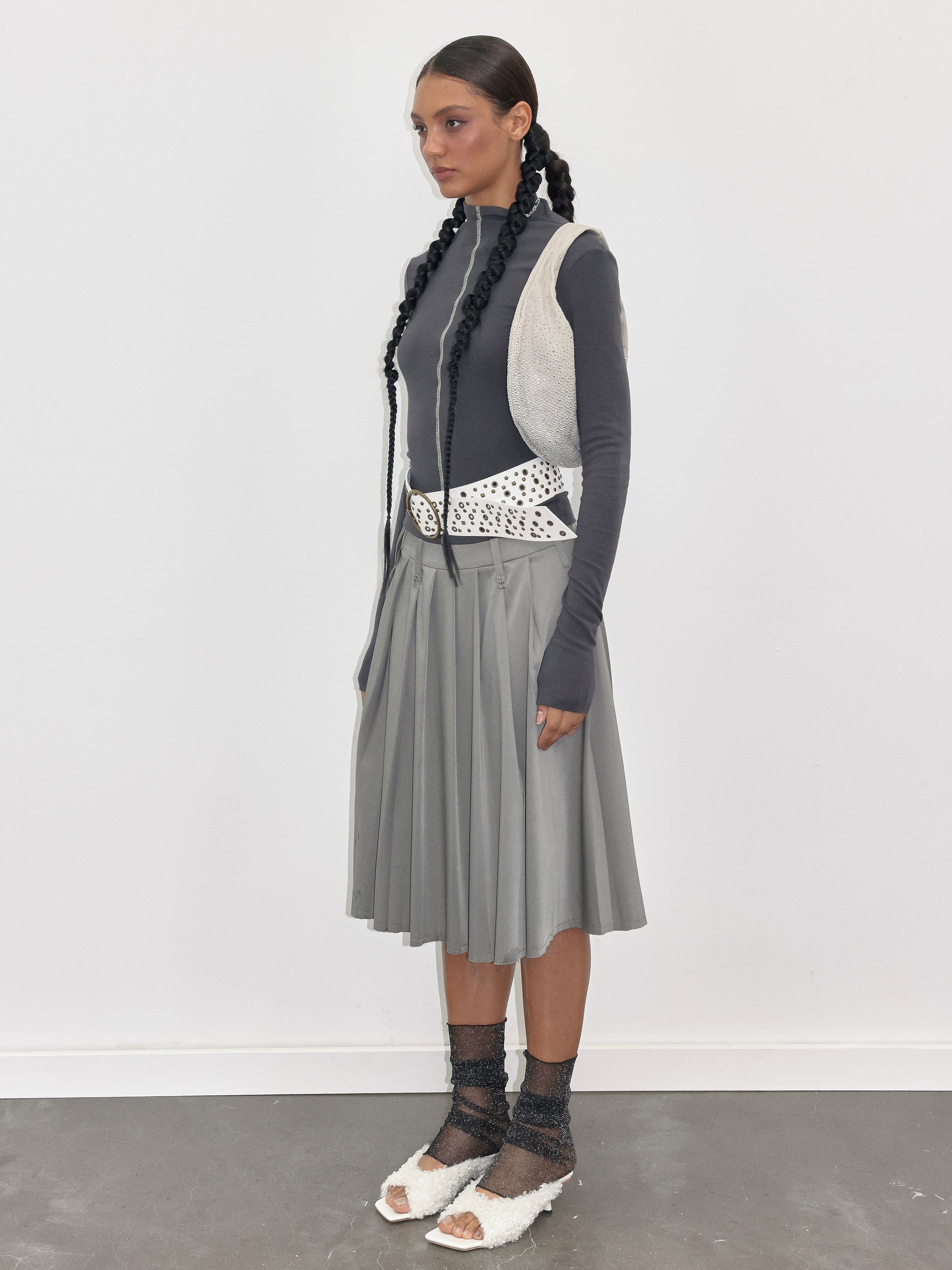 PROD  2023 WINTER Dark Gray Soft Turtleneck Top