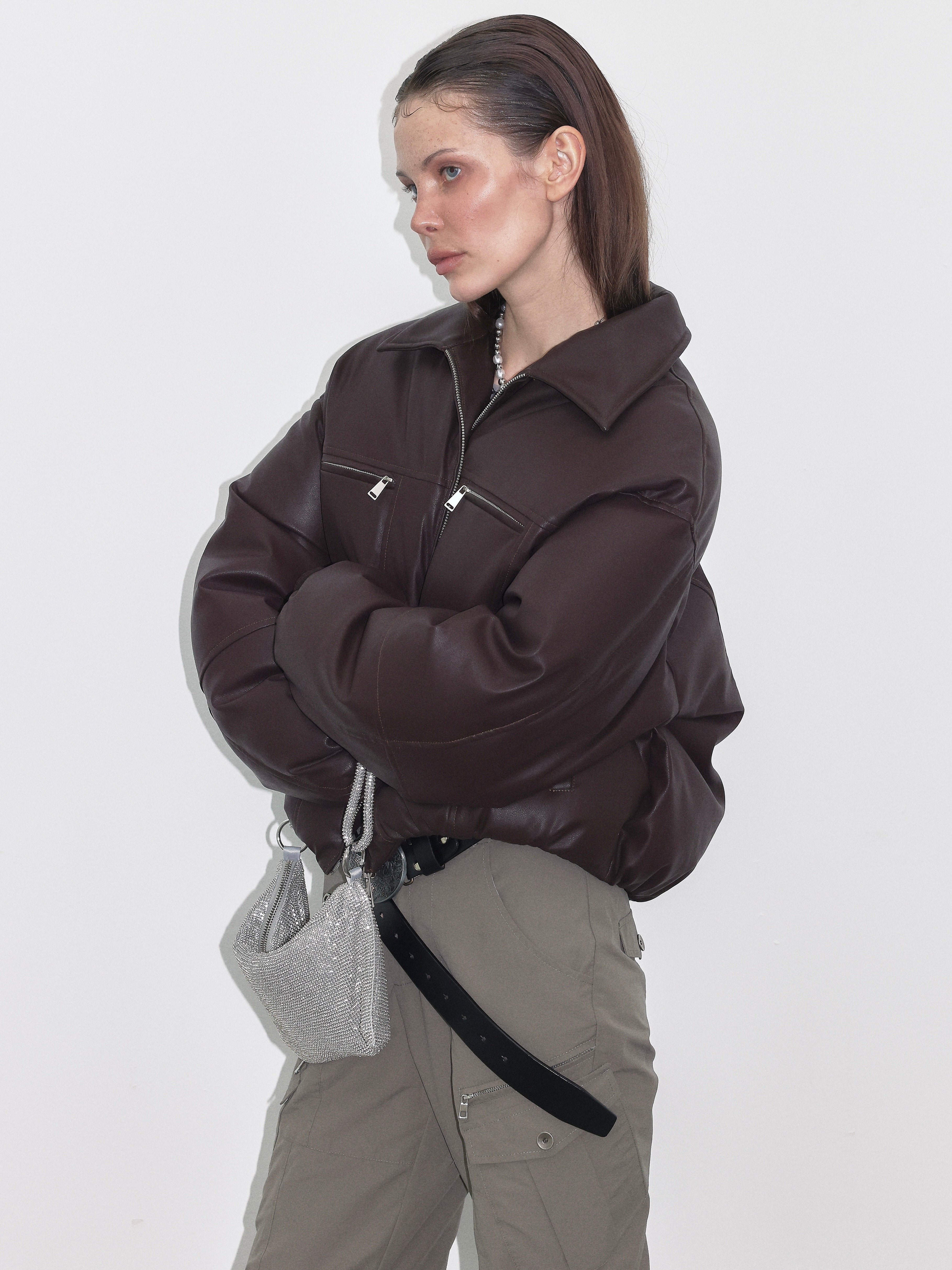 PROD  2023 WINTER Down Puffer Leather Jacket