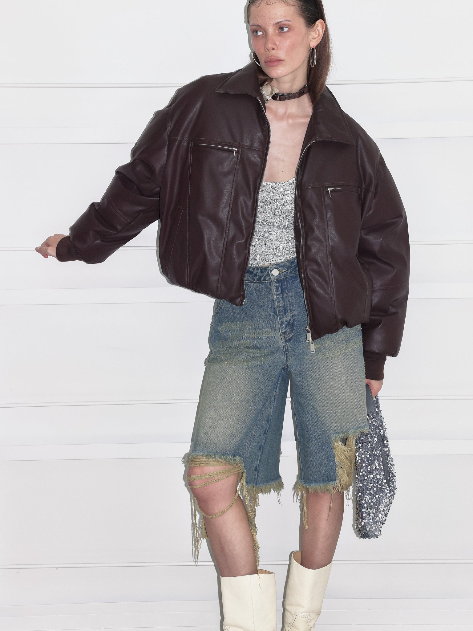 PROD  2023 WINTER Down Puffer Leather Jacket