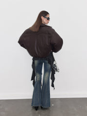 PROD  2023 WINTER Down Puffer Leather Jacket