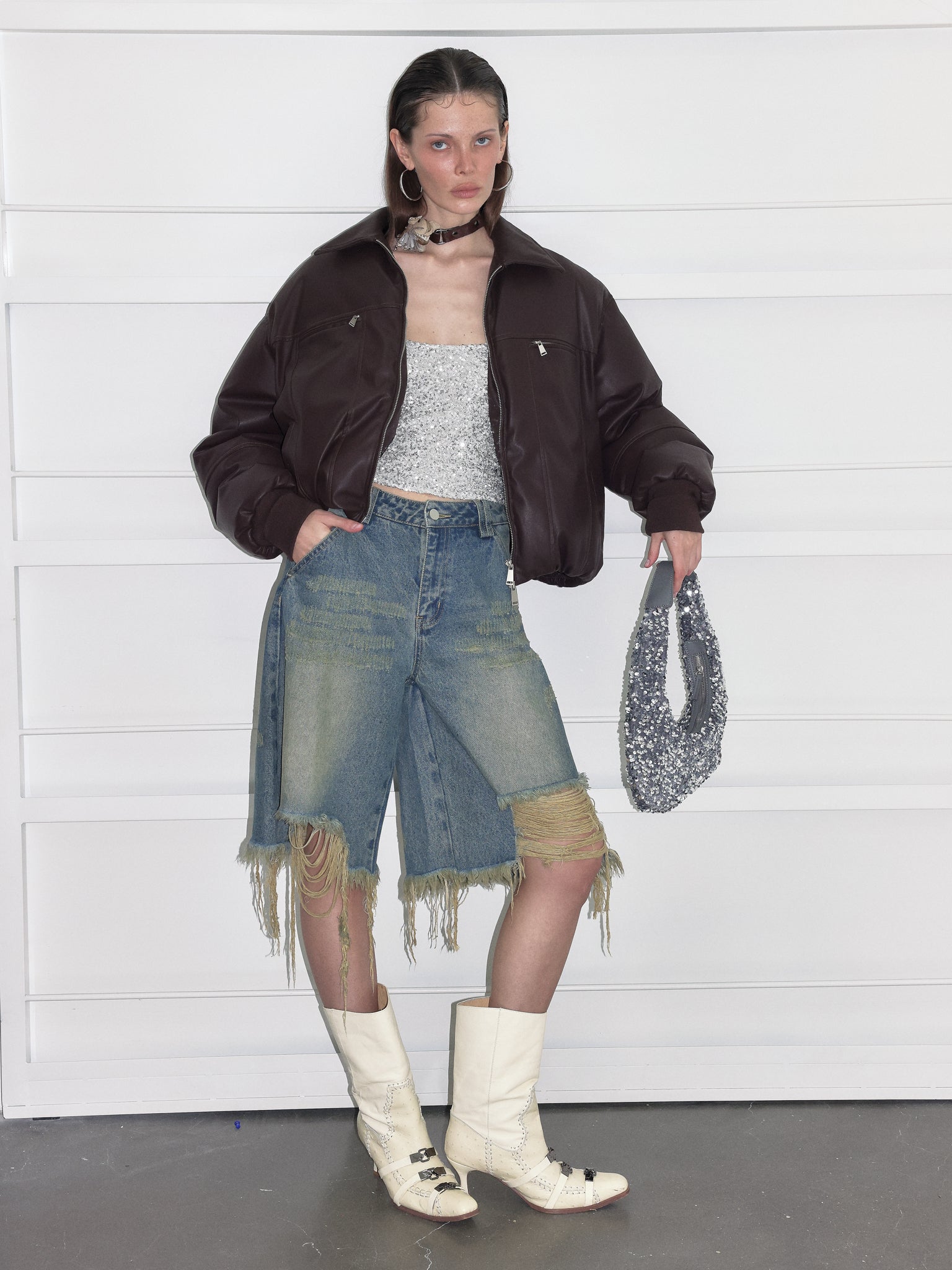 PROD  2023 WINTER Down Puffer Leather Jacket