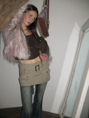 PROD  2023 WINTER Grayish Green Lightweight Down Mini Skirt