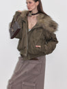 PROD  2023 WINTER Olive Green Faux Fur Down Jacket