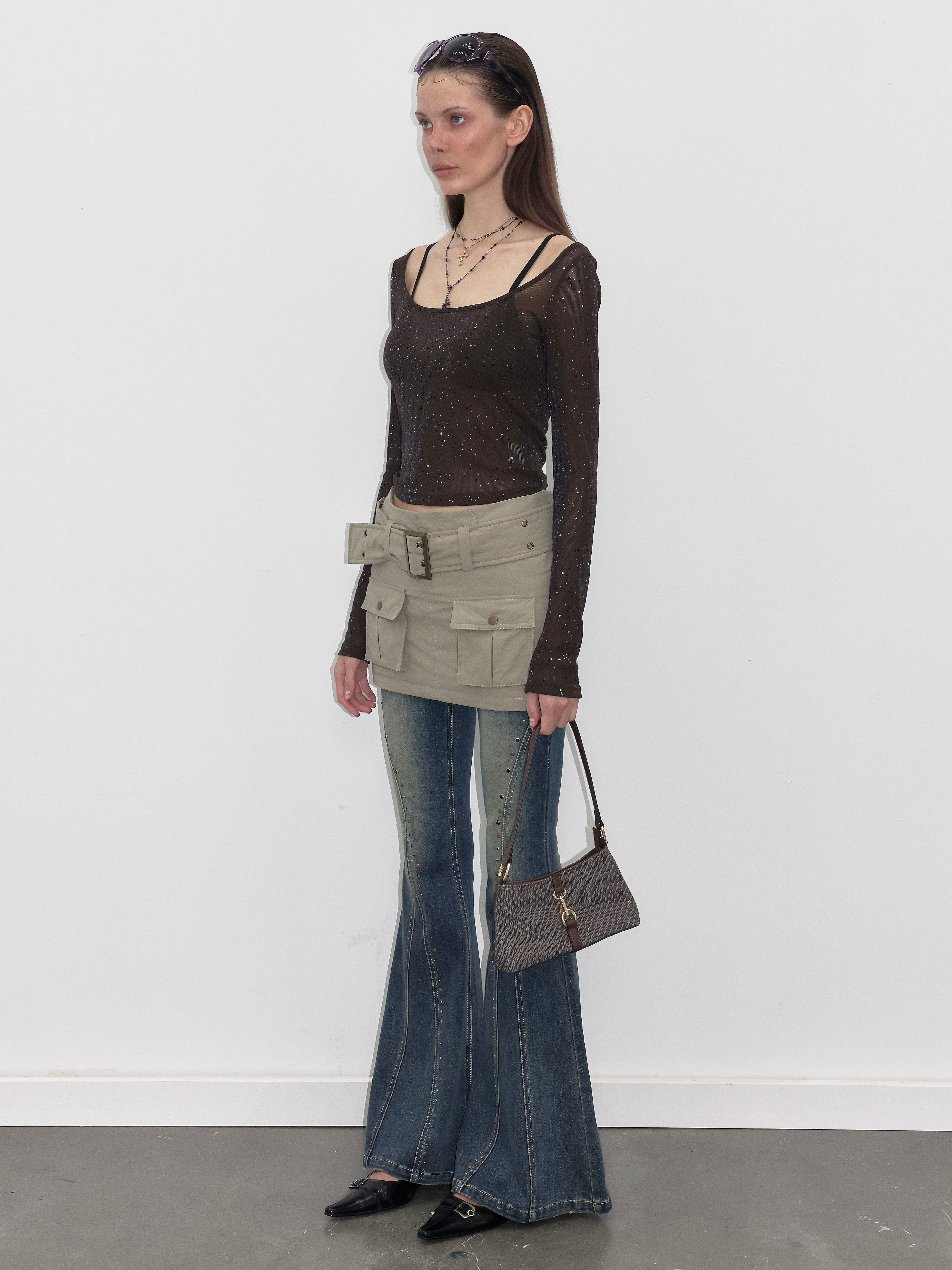 PROD  2023 WINTER Rhinestone Semi-Sheer Long Sleeve