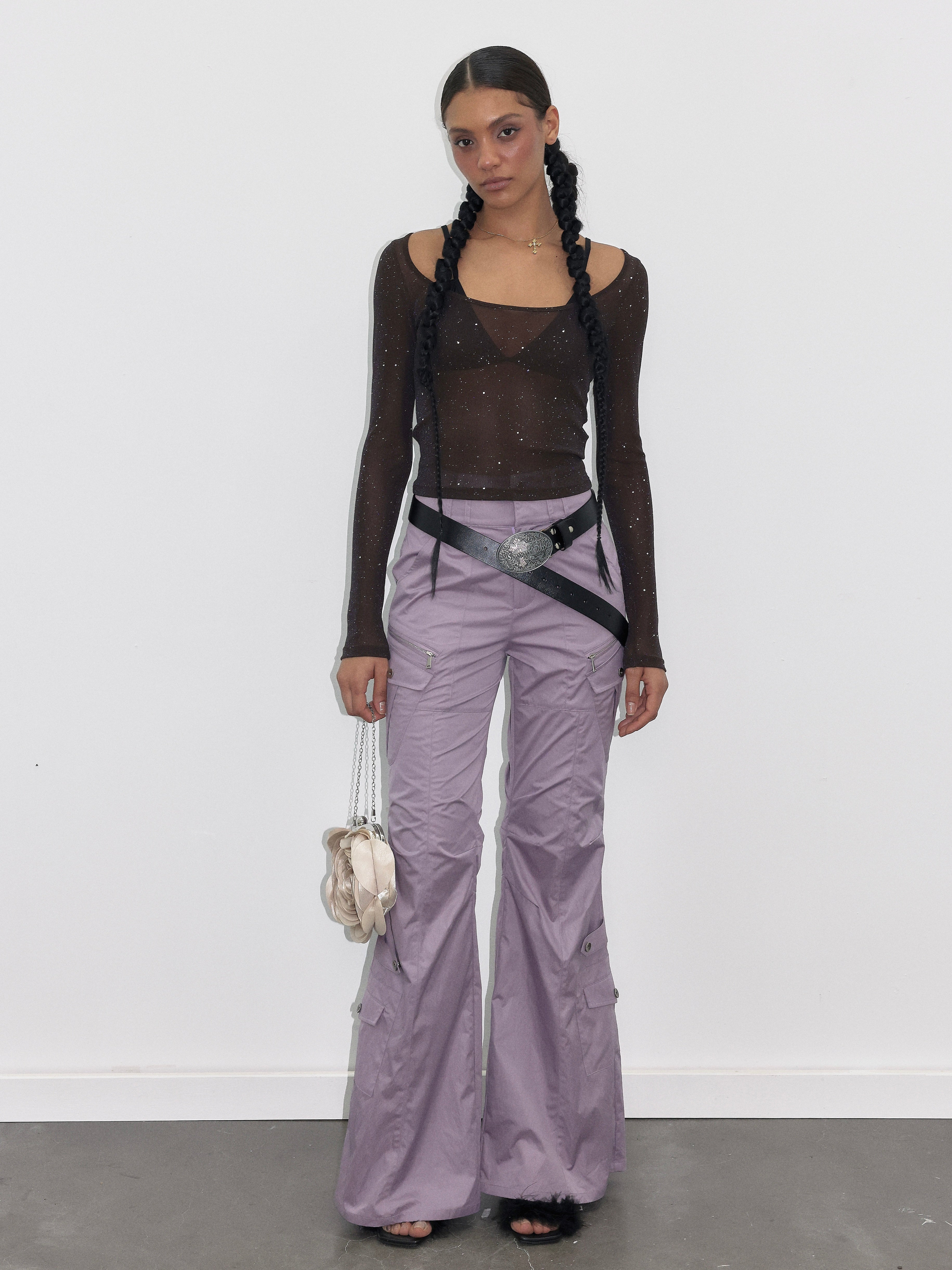 PROD  2023 WINTER Rhinestone Semi-Sheer Long Sleeve