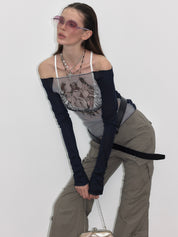 PROD  2023 WINTER Semi-sheer Long sleeve Blue
