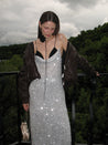 PROD  2023 WINTER Silver Sparkle Sequin Long Dress